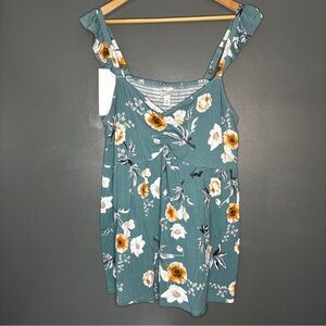 torrid Teal Floral Tank Top - White & Yellow Flowers